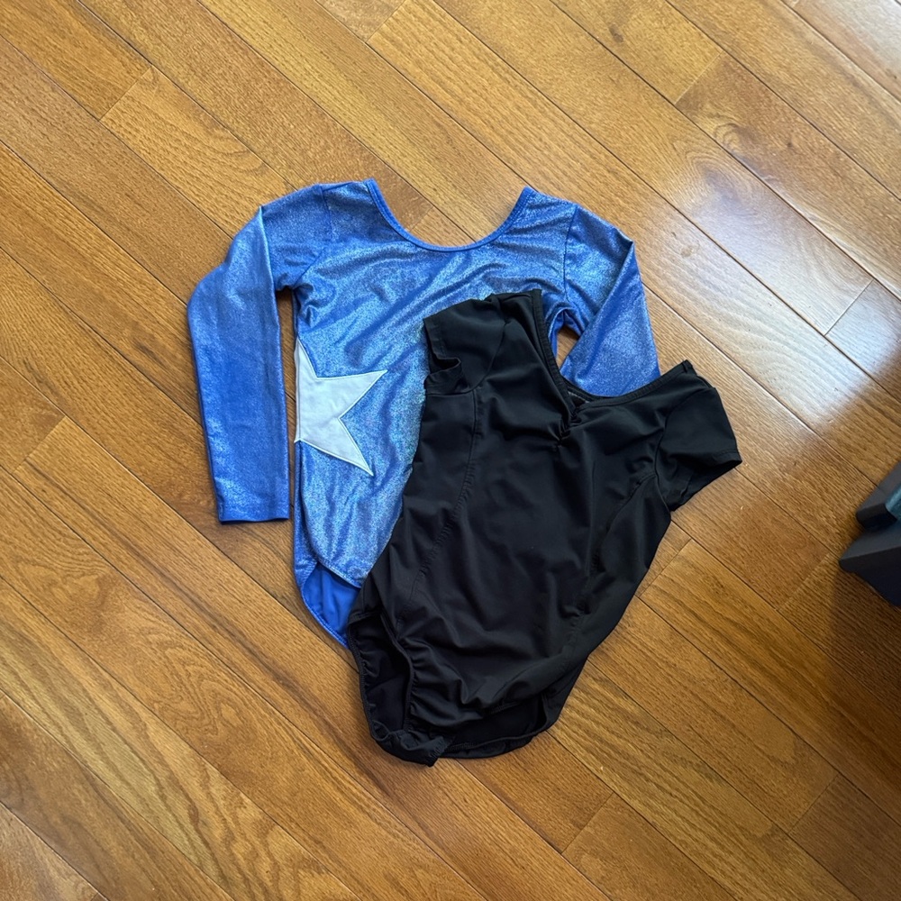 Shimmering Blue Kids Dance Leotard with Silver Accent